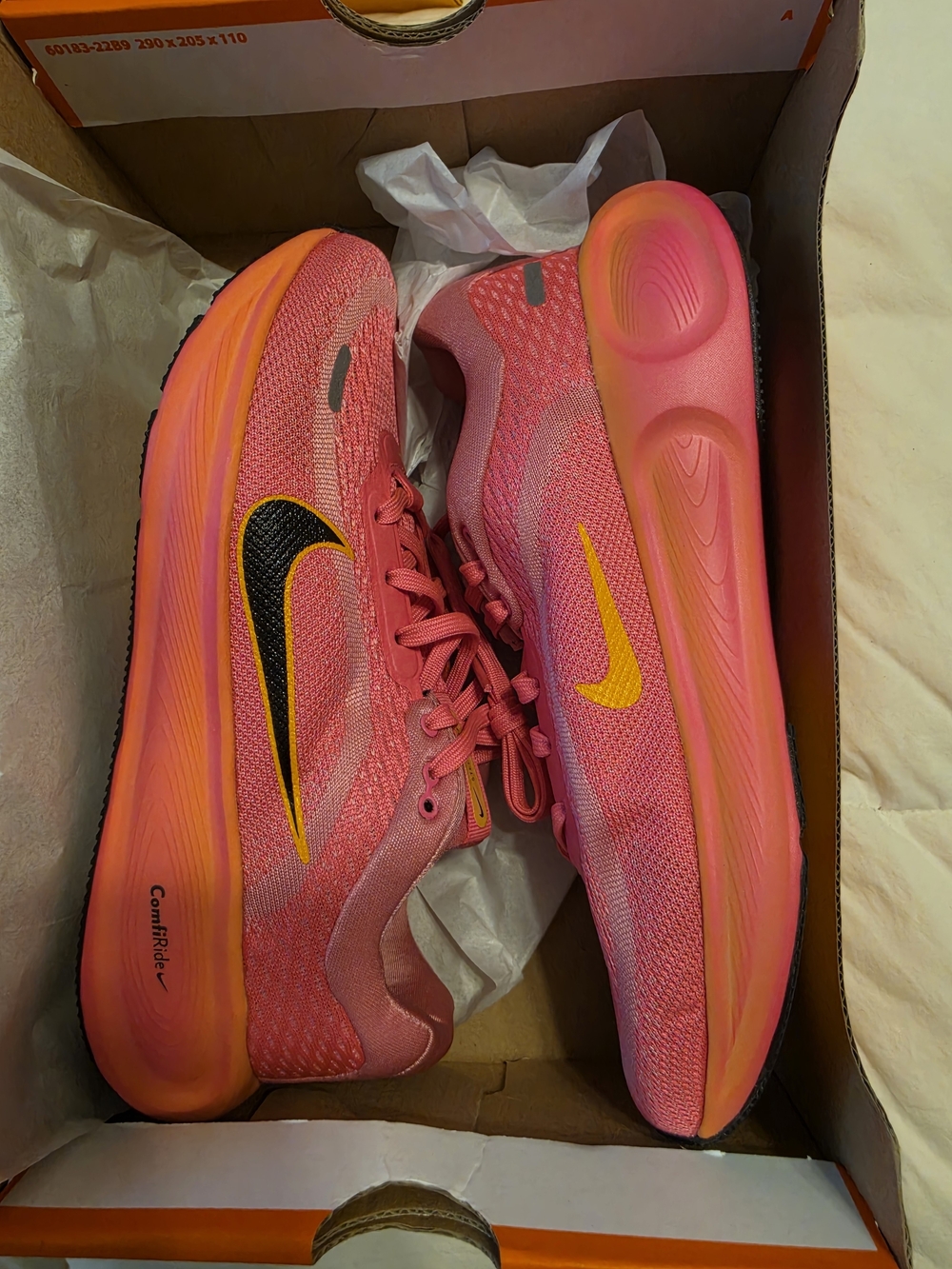 Nike Youth Pink Running Shoes with Yellow Swoosh